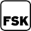 Logo der Freiwilligen Selbstkontrolle der Filmwirtschaft GmbH. Buchstaben FSK im unteren Bereich eines abgerundeten Vierecks